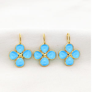 Colgante de Bisel con Forma de Trébol de Piedra Preciosa de 5mm, Colgante Hecho a Mano con Bisel de Trébol de Piedra Preciosa Lisa de 7x5mm, Amuleto de Piedra Preciosa Chapado en Oro con Anilla - Product Image 3