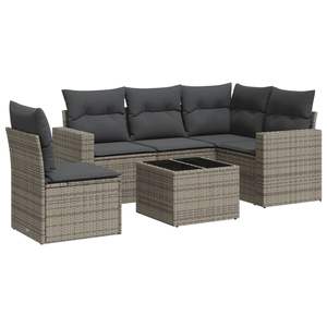 Garden <b>Sofa</b> Set Grey <b>Rattan</b> Cushioned Outdoor Furniture Contemporary Design - Product Image 2