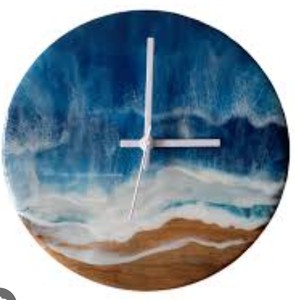 Handmade Resin Wall <b>Clock</b> Round Beach Ocean Decor Single Face 12 Inch 30 cm for Living Room & Hallway High Quality & Finishing - Product Image 3