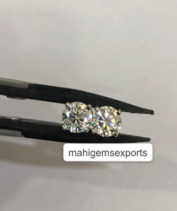 Women's 2 CT White Round Moissanite <b>Stud</b> Earrings 6.5MM VVS Clarity 925 <b>Sterling</b> <b>Silver</b> Wedding Hiphop Style - Product Image 3