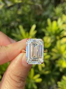 10 Carat Emerald Cut Lab Grown <b>Diamond</b> Engagement <b>Ring</b>, Pave <b>Diamond</b> Engagement <b>Ring</b>, IGI Certified - Product Image 1