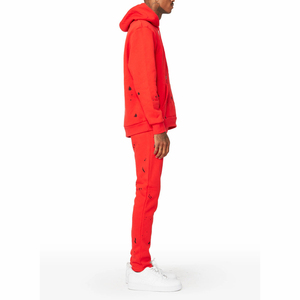 Ensemble de survêtement homme vierge en gros avec logo personnalisé, sweat à capuche et pantalon en molleton épais, coupe droite, ourlet ouvert - Product Image 4