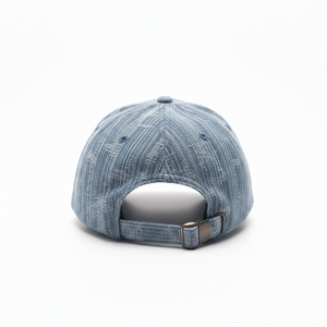 Casquette de baseball en toile texturée bleue imperméable respirante avec fermeture à boucle en plastique, personnalisable avec logo – Vente en gros - Product Image 3