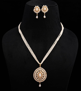 Wholesale Price Gold <b>Ruby</b> Pearl Long <b>Necklace</b> Set Kundan Pearl Pendant Jewelry Multi Strand Beaded Indian Ethnic Bridal Jewelry - Product Image 3