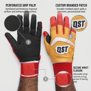Guantes de Béisbol de Cuero con Logotipo Personalizado, Ecológicos, Transpirables, con Cierre en la Muñeca, Flexibles, Perforados, Ajuste Cómodo - Product Image 2