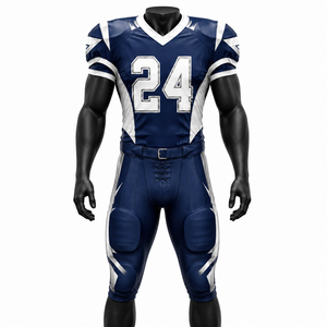 Conjunto de Uniforme de Fútbol Americano Personalizado, Camiseta y Pantalones Acolchados, Azul y Blanco, Ropa Deportiva de Alto Rendimiento - Product Image 1