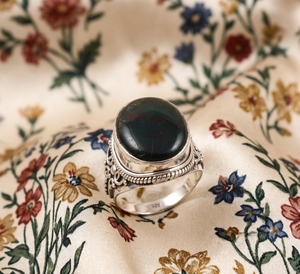 Natural Bloodstone Oval <b>Ring</b> 925 Sterling Silver Rose Gold Yellow Gold Plated Vintage Handmade Statement Jewelry <b>for</b> Unisex <b>Men</b> - Product Image 4