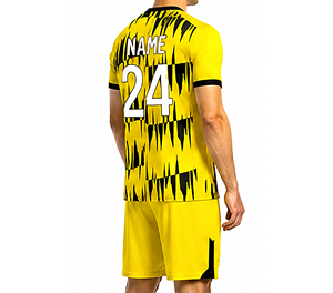 Conjunto de Camiseta de Fútbol Geométrica Amarilla y Negra Sprint para Hombre, Manga Corta, Transpirable, de Poliéster, Personalizable - Product Image 6