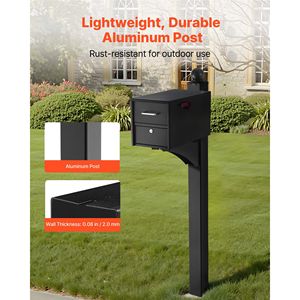 Palo per Cassetta Postale in Alluminio Rinforzato 56 x 4 x 4 Pollici, Montaggio a Terra con Staffa Universale per Esterni - Product Image 4