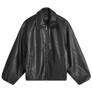 Veste en cuir véritable pour homme, décontractée, à fermeture éclair, à carreaux/uni, col en V, coupe-vent, streetwear, manches longues, automne-hiver - Product Image 5