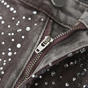 Pantalones Cortos de Mezclilla para Hombre, Estilo Lujoso, con Pedrería, Bordado Desgastado de Alta Calidad, Cintura Alta, Formales, para Vacaciones y Uso Diario - Product Image 4