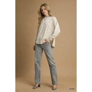 Haut à manches longues en tricot texturé ECRU pour femme Umgee, taille S - Product Image 1