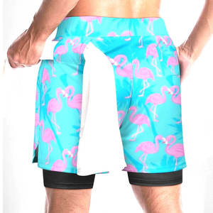Shorts de bain imprimés pour hommes avec poches, séchage rapide, taille élastique, décontractés, double couche, tendance, pour l'été - Product Image 2