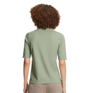 Camiseta de Manga Corta para Mujer, Color Verde Oliva, 100% Algodón, Tejido de Punto, Cierre Frontal Sólido, Estilo Casual, Transpirable, Ecológica, de Secado Rápido - Product Image 2
