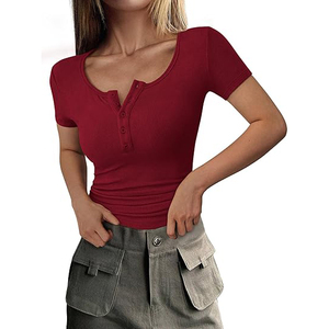 T-shirt à col roulé slim fit pour femme, couleur unie, sans manches, 100% coton, tissu jersey respirant, vêtements de printemps - Product Image 2