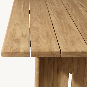 Mesa rectangular en oferta, hecha de madera de teca, adecuada para comedor en exteriores o interiores, estilo minimalista. - Product Image 2