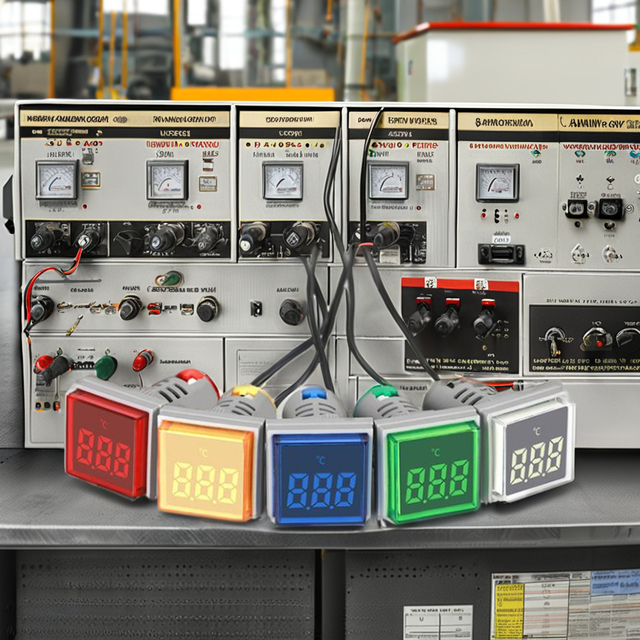 AD16-22FTM 22mm Square LED Digital Temperature Meter Industrial Panel Mount Signal Indicator Multi Color Available
