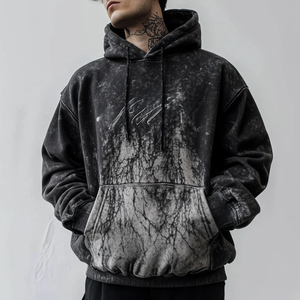 Sudadera con capucha personalizada con apliques, 100% algodón, efecto desgastado por el sol, oversize, lavado ácido, corte cropped y boxy, con logo estampado y pedrería, para hombre - Product Image 5