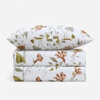 Parure de lit et 2 taies d'oreiller en coton 100% imprimé floral classique, 150 fils/cm², qualité A, toutes saisons