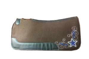 GN EXPORT Tapis de selle d'équitation western polyvalent, doublure en polycoton, rembourrage en laine, garniture en cuir de vachette, feutre marron pour l'équitation - Product Image 1