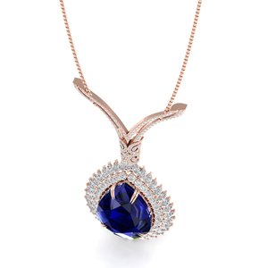 REYES Wholesale Price Pear Cut Blue Sapphire Gemstone Necklace in 14K <b>Solid</b> <b>Gold</b> GRA Certified Moissanite Fine Jewelry For Women - Product Image 3