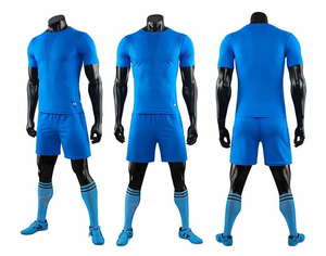 Ensemble de maillot de football pour homme à col en V, rayé, manches courtes, évacuation de l'humidité, 100% polyester, coupe classique, toutes saisons - Product Image 3