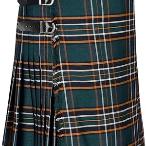 Kilt écossais pour homme, motif Tartan Héritage d'Irlande, disponible en un modèle lourd de 8 yards en poly-viscose avec sangles en cuir réglables - Product Image 1