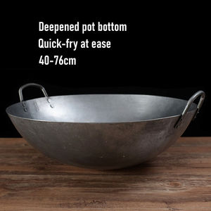 Wok Clásico de Acero Inoxidable con Fondo Redondo, Gran Tamaño, Capacidad de 20L, Mango de Madera, Apto para Lavavajillas, Estilo Restaurante, Sartén para Saltear - Product Image 3