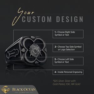 Bague Maçonnique BOJ 008 Personnalisée en Argent et Diamant, Bague de Diplôme Universitaire Unisexe, Cadeau pour Fêtes et Occasions Spéciales, Prix Bas - Product Image 3