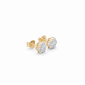 Pendientes de Oro Sólido de 10K, 14K, 18K con Diamantes Cultivados en Laboratorio, Diseño Elegante de Flor con Racimo de Diamantes, Certificados por IGI, Joyería Fina, Regalo de Aniversario - Product Image 1