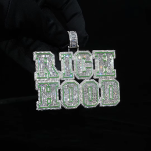 Iced Out Moissanite Letter Name <b>Pendant</b> 925 <b>Silver</b> Baguette Cut Hip Hop Letter Charms Men Jewelry Custom <b>Initial</b> Letter <b>Pendant</b> - Product Image 4