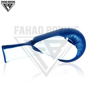 Gants de boxe complets en cuir véritable de vachette, blancs et bleus, très demandés, de qualité supérieure, durables, légers et personnalisables - Product Image 5