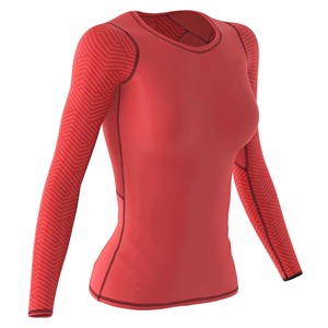 Haut de compression respirant de haute qualité pour femmes, personnalisé, pour le fitness et le sport, imprimé par transfert thermique, 100 % polyester, col en V, coupe courte - Product Image 1
