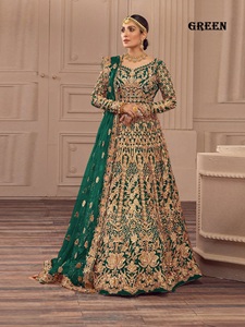 Vestido de novia Anarkali de alta calidad con trabajo de bordado pesado para niñas y mujeres disponible en cantidad a granel - Product Image 3