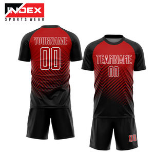 ชุดเสื้อฟุตบอลแบบซับลิเมชั่นสั่งทำพิเศษ สีแดงดำ คอกลม แขนสั้น ระบายเหงื่อได้ดี สำหรับผู้ใหญ่ ชุดทีมชาย - Product Image 1
