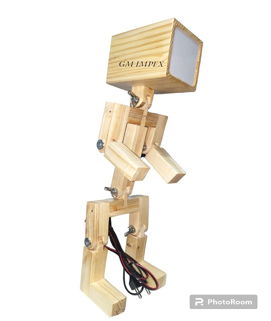 GM Impex Adjustable Wood Table Lamp Modern Design Impex Man Shape Wood Glass Body Portable Electric Power Custom Child Lighting