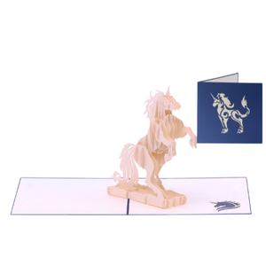 Carte pop-up 3D, thème licorne, carte de vœux 3D faite à la main avec enveloppe, carte pop-up pour occasions spéciales, artisanat en papier - Product Image 1