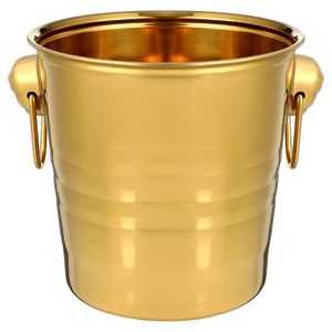 Seau à glace de style moderne, finition dorée, pour champagne et vin, 5 litres, avec poignées annulaires, seau à glace portable, vente en gros - Product Image 1
