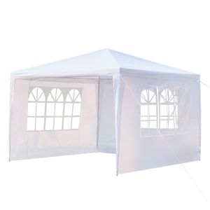 Tenda per Matrimoni e Feste 3x3m Bianca con 3 Lati Impermeabili e Tubi a Spirale - Product Image 1