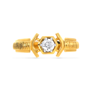 Dynamic Hexagon <b>Men</b> Solitaire <b>Ring</b> Modern Geometric Hexagon Diamond <b>Ring</b> 18K Gold Wedding Proposal Jewelry - Product Image 3