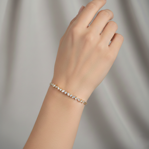 Bracelet en or 14K/10K léger, style unique, diamant de laboratoire 1,50 carat, taille poire, pour femme, mode et glamour - Product Image 5