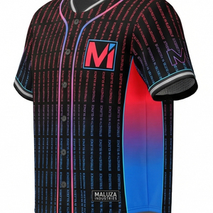 เสื้อเบสบอลสตรีทแวร์สปอร์ตเทรนด์ฮิตจากสหรัฐอเมริกาและยุโรป  แบบซับลิเมชั่น ยูนิฟอร์ม MALUZA INDUSTRIES เสื้อทีมสั่งทำพิเศษ - Product Image 5
