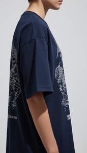 <b>Men</b> Oversized Graphic T-<b>Shirt</b> Navy <b>Skull</b> Graphic Back Print Streetwear Custom OEM Wholesale - Product Image 3