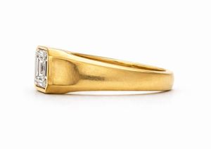 <b>Emerald</b> Cut Moissanite 925 Sterling <b>Silver</b> Yellow Gold Plated Elegant Solitaire Engagement Wedding Party Minimalist Promise <b>Ring</b> - Product Image 2