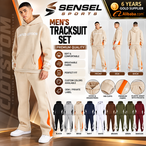 SENSEL SPORTS Conjuntos Deportivos Personalizados para Hombre, Diseño de Alta Gama, Invierno 2026, Casuales, 100% Algodón, Felpa, Traje Deportivo para Entrenamiento, Servicio OEM - Product Image 1