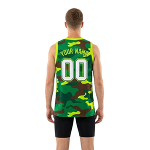 <b>Camo</b> Print Basketball Jersey and <b>Shorts</b> Set for <b>Men</b> Sleeveless V Neck Team Uniform with Custom Player Names and Numbers Printing - Product Image 2
