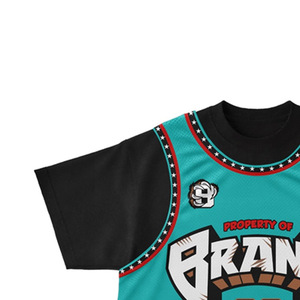 Brand Sport <b>Men's</b> Regular Fit Teal Basketball Jersey Short Sleeve Printed Street Style <b>Turtleneck</b> 33 100% Cotton Anti-Wrinkle - Product Image 3