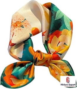 Premium Custom Printed Short <b>Scarf</b> Fabric OEM ODM White Label Textile Manufacturer for Fashion Accessories Export - Product Image 1