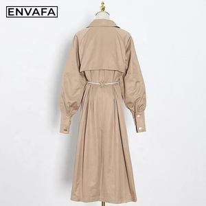 Vestes personnalisées avec logo, nouveau style tendance, trench-coat kaki à double boutonnage avec ceinture pour femmes, boutons de trench-coat avec ceinture - Product Image 3