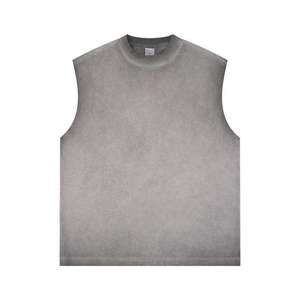 Custom High Quality Men's <b>Vintage</b> Oversized Sleeveless <b>Tank</b> <b>Top</b> Acid Washed 100% Cotton Raw Edge - Product Image 1